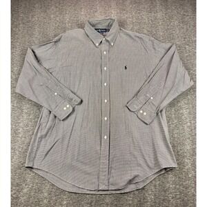 Ralph Lauren Yarmouth Button Down Shirt Gray Micro Check Mens 17.5 XL